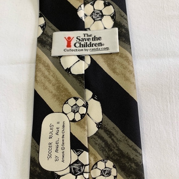 “SOCCER Rules” Save the Children Novelty Silk Tie - Picture 3 of 6